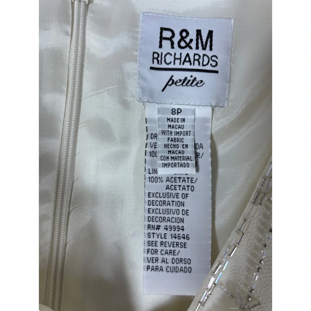 R&M Richards Petite Sleeveless Beaded Formal Dress Ivory Size‎ 8P - READ
